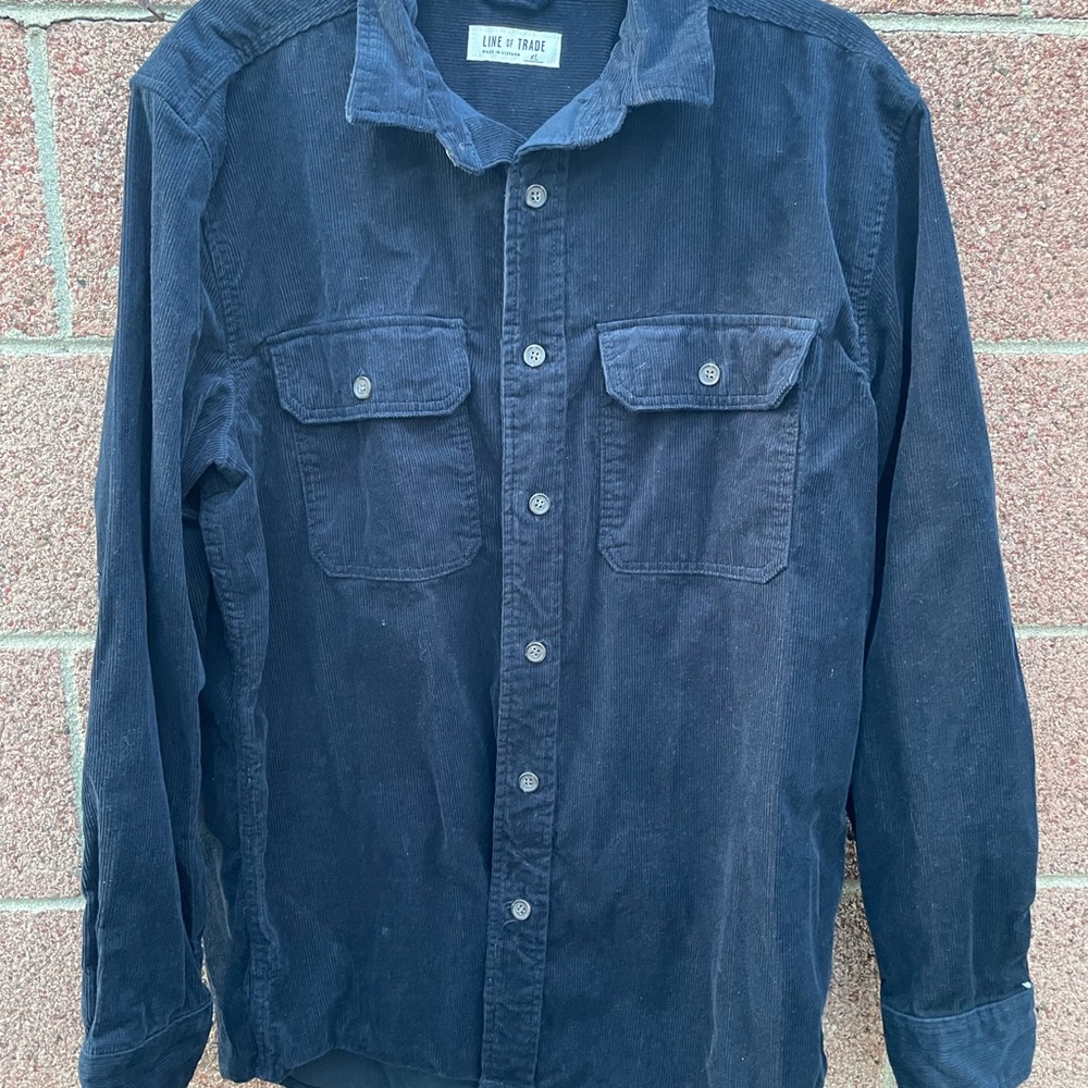 Line of Trade Mens Work shirt Casual Button Down Corduroy Double Elbow XL Navy - Picture 9 of 12